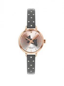 Image of Radley Gold And Grey Detail Dial Grey And Gold Stars Leather Strap Ladies Watch