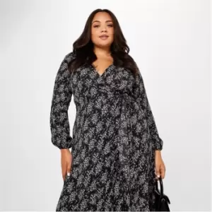 Image of Missguided Plus Size Floral Print Wrap Midaxi Dress - Multi