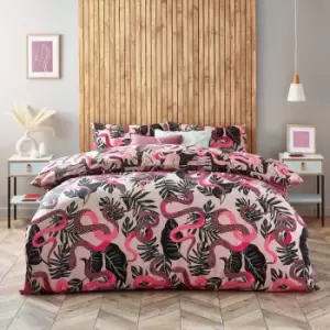 Image of Furn. Serpentine Single Duvet Cover Set Cotton Polyester Ruby Pink