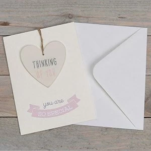 Image of Greeting Card with Heart Plaque- Thinking of You