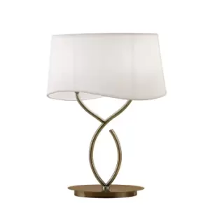Image of Ninette Table Lamp 2 Light E14 Large, Antique Brass With Ivory White Shade