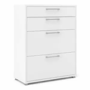 Image of Prima Bookcase with 2 Drawers and 2 File Drawers, white