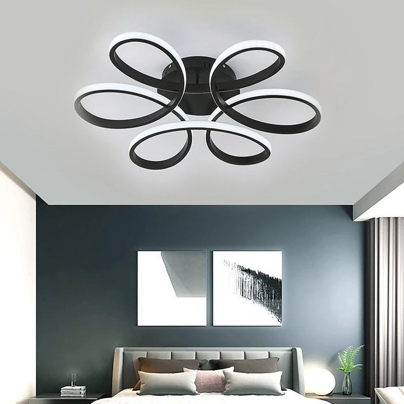 Image of Kabinet UK Petal Semi-Flush LED Ceiling Light 58cm Black unisex One Size