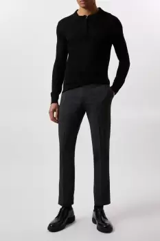 Image of Slim Fit Charcoal Check Smart Trousers
