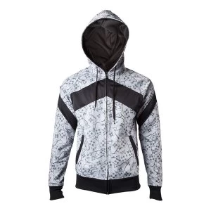 Image of Sony - Controllers All-Over Mens XX-Large Hoodie - White/Black