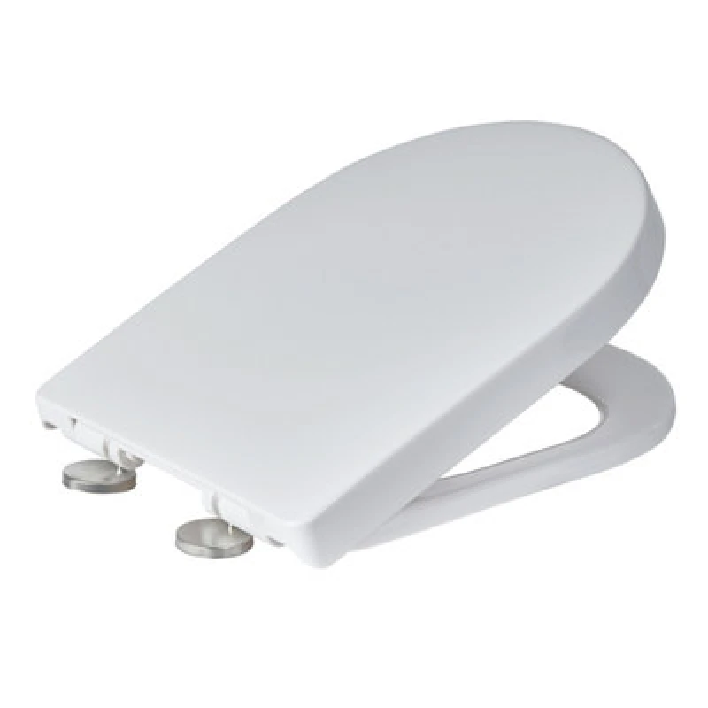 Image of Showerdrape Detroit White D-Shaped Quick Release Soft Close Plastic Toilet Seat White
