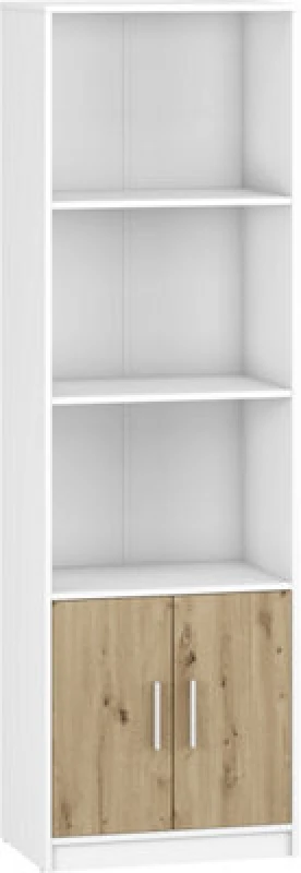 Image of Shefa Line Bookcase Klio White - Artizan Oak (2 Boxes)