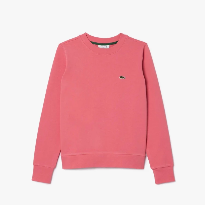 Image of Lacoste Relaxed-Fit Fleece Crewneck Sweatshirt - Pink Pink 8