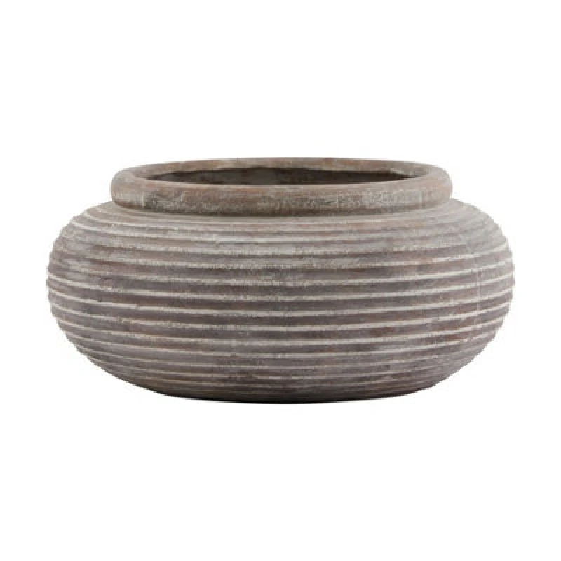 Image of Siena Brown Round Ribbed Planter