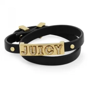 Image of Ladies Juicy Couture PVD Gold plated Juicy Id Double Leather Wrap Bracelet
