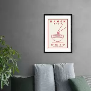 Image of East End Prints Ramen (Red & White) Print Black and white