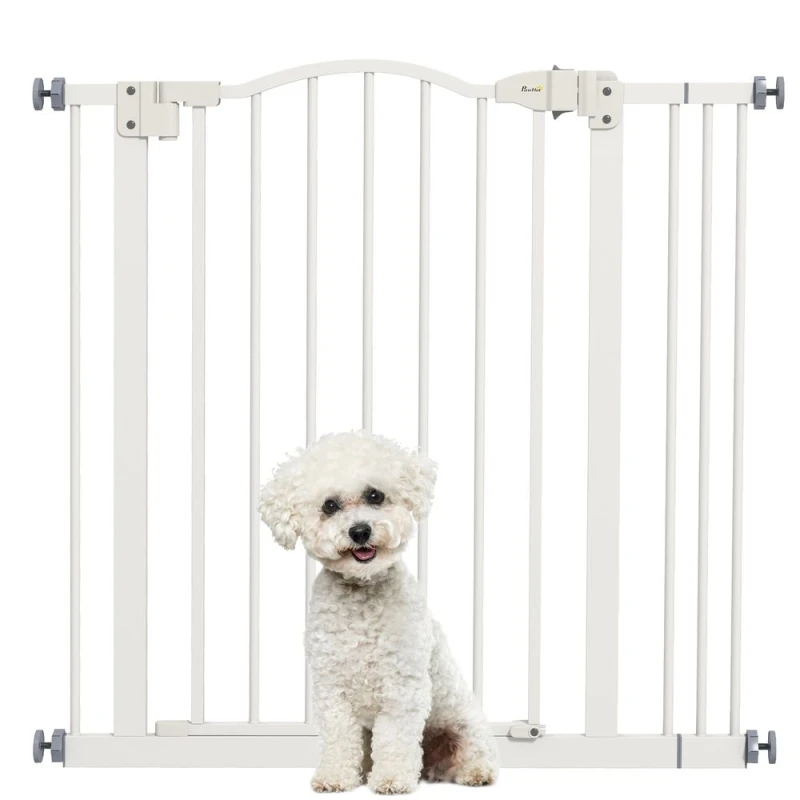 Image of PawHut 74-87cm Adjustable Metal Pet Gate - White D06-094V05WT