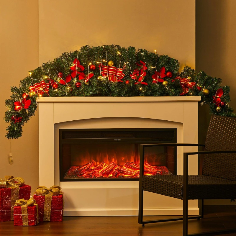 Image of LIFE IDEAS 180cm LED Christmas Swag Red And Gold unisex 1.8m