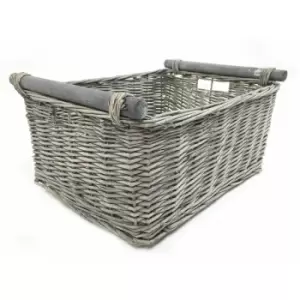 Image of Kitchen Log Fireplace Wicker Storage Basket With Handles Xmas Empty Hamper Basket [Grey,Extra Large 51x41x22cm]