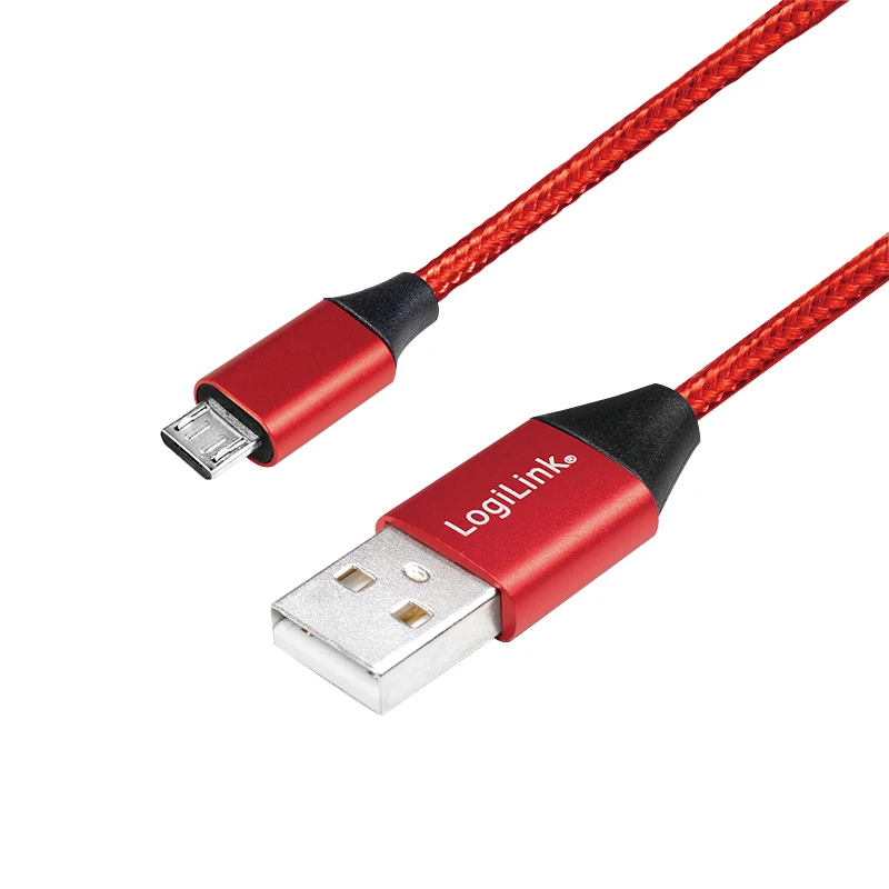 Image of LogiLink CU0151 USB cable USB 2.0 0.3 m USB A Micro-USB B Red