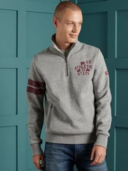 Image of Superdry Track & Field Classic Half Zip Top - Light Grey , Light Grey Size M Men