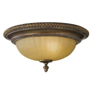 Image of 2 Light Flush Ceiling Light Gold, Bronze, E27