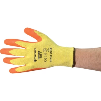 Image of TuffGrip Palm-side Coated Yellow/Orange Gloves - Size 9