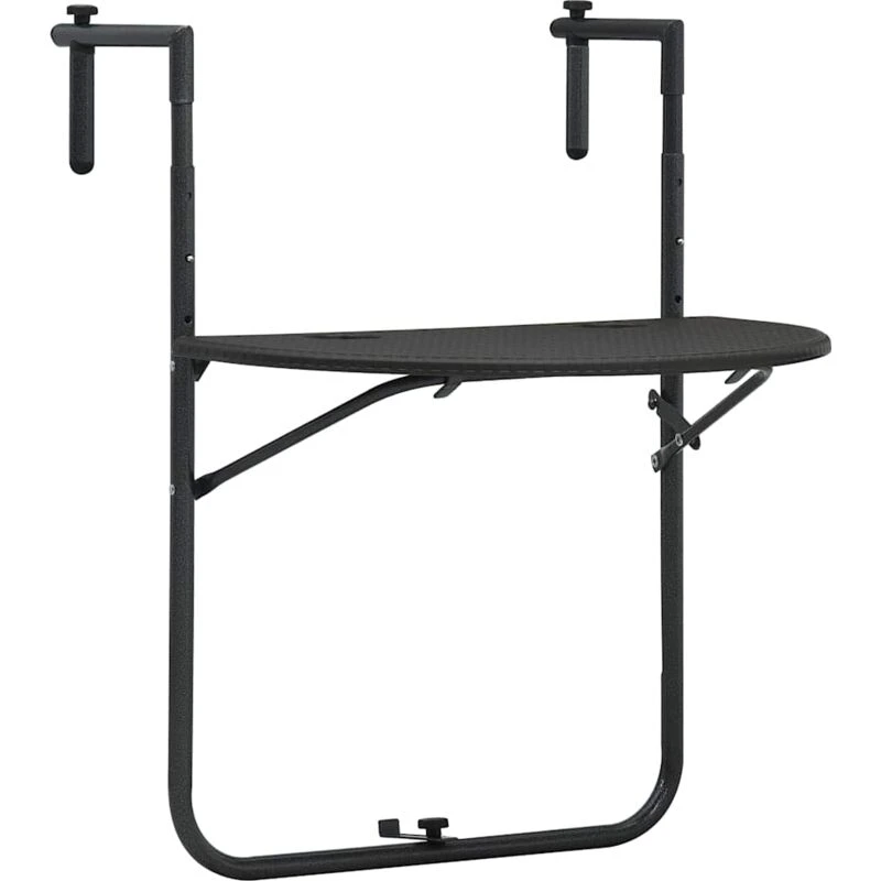 Image of vidaXL Hanging Balcony Table Brown 60x64x83.5cm Plastic Rattan Look Stand