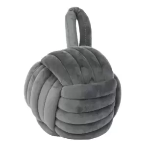 Image of Knot Velvet Door Stop Charcoal