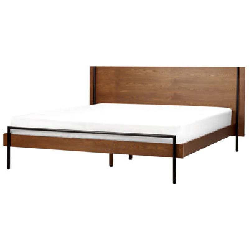 Image of Beliani Bed Libermont 180 X 200 Cm (Eu Super King) Dark Ash Wood