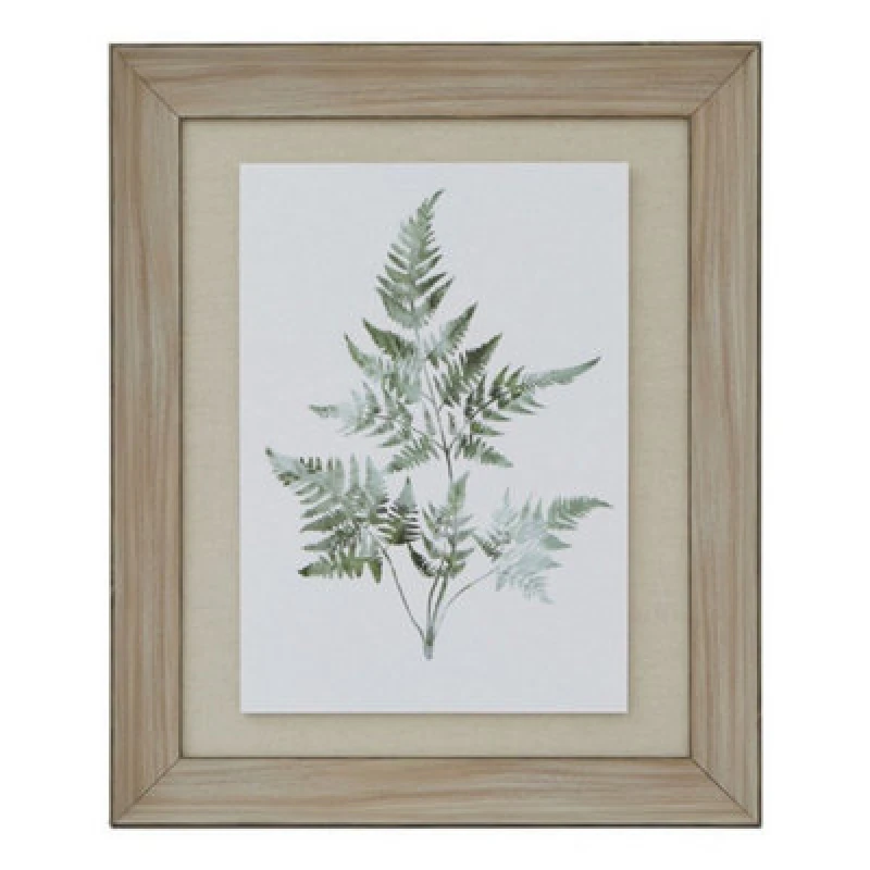 Image of Hill Interiors Watercolour Bracken Fern In Frame - Washed Wood - L5 X W50 X H60 Cm - Brown