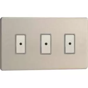 Image of Varilight 3-Gang V-Pro Eclique2 Touch/Remote Control LED Dimmer - Brushed Chrome - JDSE103S