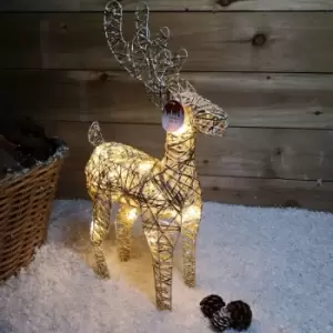 Image of 50cm Gold Wicker LED Illuminated Christmas Reindeer Figures Indoor Decoration