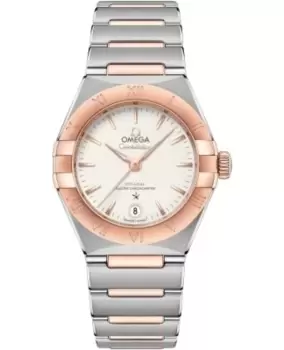 Image of Omega Constellation Manhattan Chronometer 29mm Silver Dial Rose Gold and Stainless Steel Womens Watch 131.20.29.20.02.001 131.20.29.20.02.001