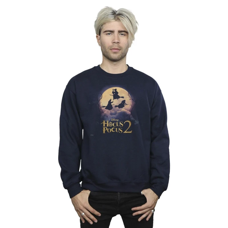 Image of Disney Men Hocus Pocus Witches Flying Sweatshirt in Navy Size: Small Navy S Male 5063283802803
