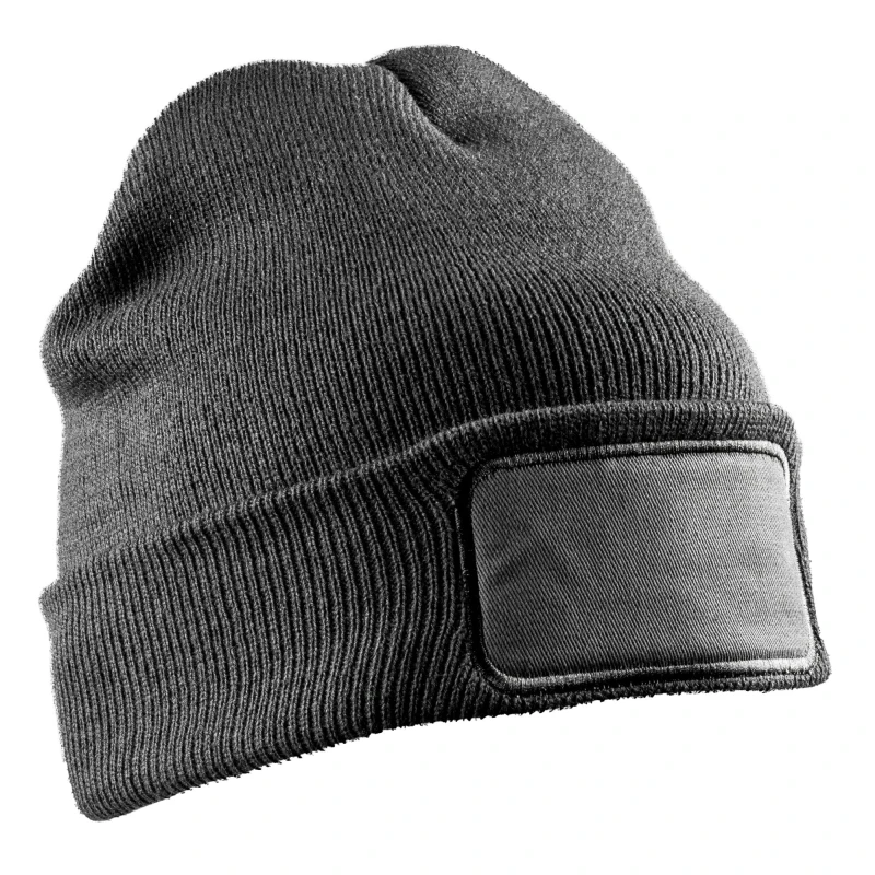Image of Result Result Men Double Knit Printer Patch Beanie in Grey Grey One Size Male 5063417941637