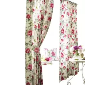 Image of Furn Peony Vibrant Coloured Floral Pleat Curtains (229cm x 229cm) (Fuchsia)