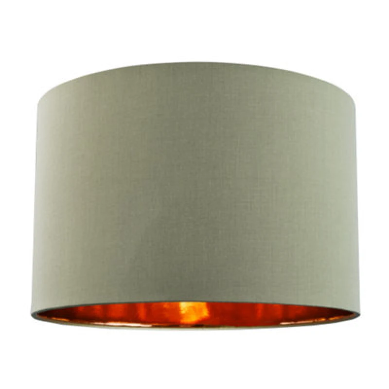 Image of Happy Homewares Contemporary Olive Cotton 12 Table/pendant Lamp Shade With Shiny Copper Inner