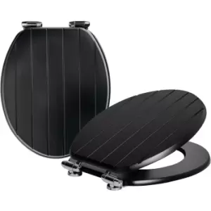 Image of Harbour Housewares - Wooden Soft Close Toilet Seats - Black - Pack of 2