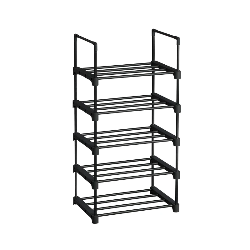 Image of LEDREM 5-Tier Shoe Rack, Shoe Storage Organiser, Set Of 2 Metal Storage Rack, Stackable Shoe Shelf, For Hallway, Living Room