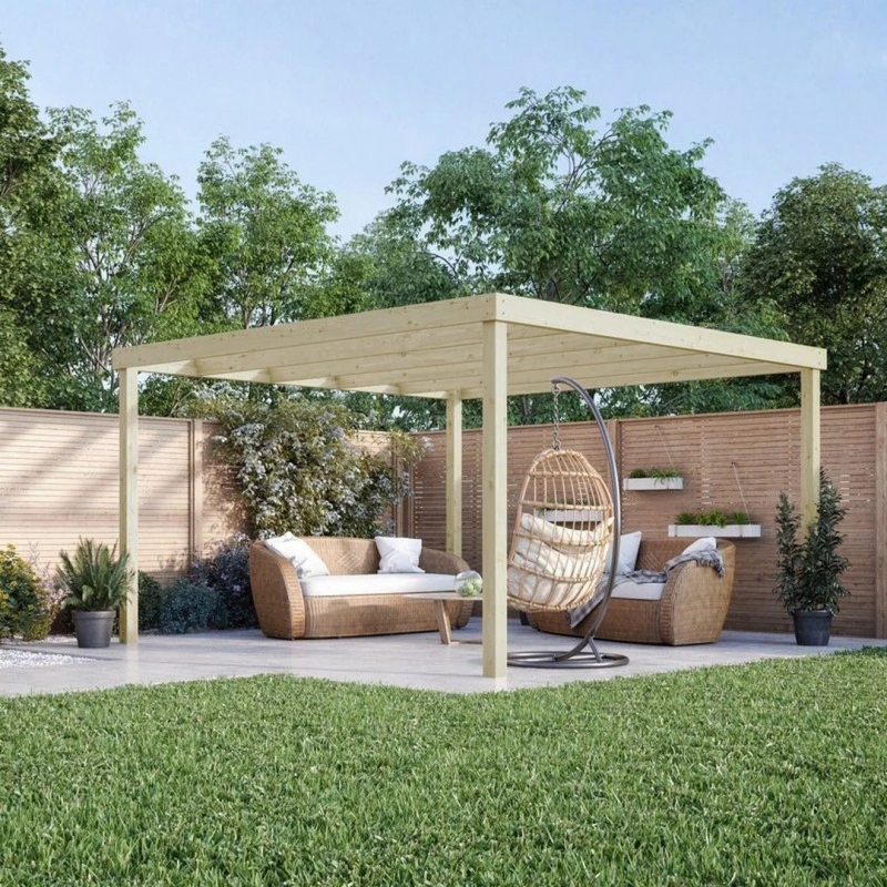 Image of Rutland County Garden Furniture Ltd Box Pergola - Wood - L360 x W360 x H270cm - Light Green Light Green Unisex
