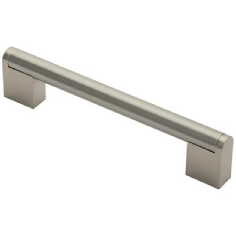 Image of Loops Round Bar Pull Handle 168 x 14mm 128mm Fixing Centres Satin Nickel & Steel Metallics unisex