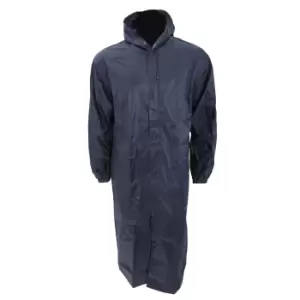 Image of Mens Long Length Waterproof Hooded Coat/Jacket (L Chest: 46-49inch) (Navy)