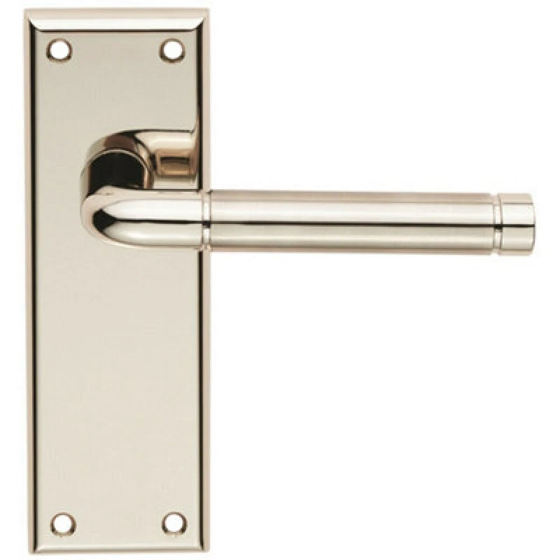 Image of Loops PAIR Round Bar Handle on Latch Backplate 150 x 50mm Polished & Satin Nickel Metallics