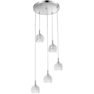Image of Merano - Columbia 5 Light Cluster Pendant Ceiling Light Clear Glass, Chrome Base G9
