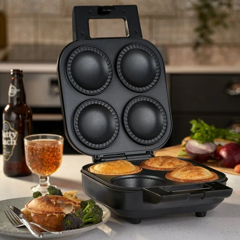 Image of Cooks Professional Deep Fill Pie Maker with Crimping Edge, Spatula & Cutter - 4-Pie in Black Unisex