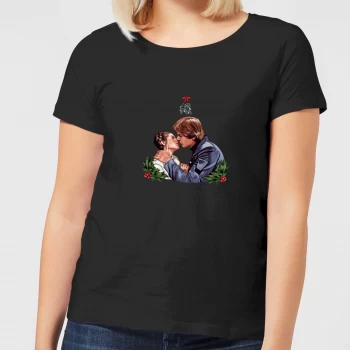 Image of Star Wars Mistletoe Kiss Womens Christmas T-Shirt - Black - XXL