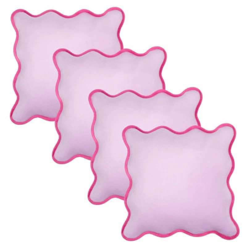Image of OHS OHS 4 Pack Matte Velvet Scallop Edge Cushion Covers Home Decor Set in Lilac Size: 45cm x 45cm Lilac 45cm x 45cm Unisex 5027434218288