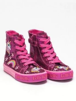 Image of Lelli Kelly Girls Abigail Mid High Top - Pink, Size 8.5 Younger