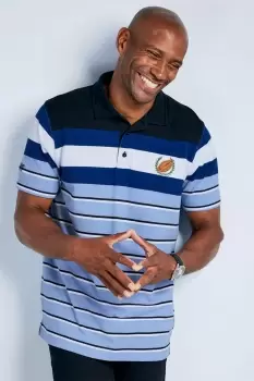 Image of Short Sleeve Panelled Stripe Polo Shirt