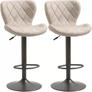 Image of Adjustable Bar Stools Set of 2 Swivel Barstool w/ Footrest Gas Lift for Kitchen Light Grey - Khaki