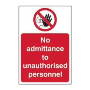 Image of NO Admittance to Unauthorised Personnel - Sav (400 x 600mm)
