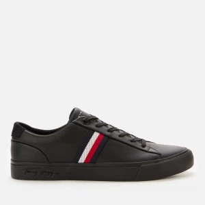Image of Tommy Hilfiger Mens Corporate Leather Low Top Trainers - Black - UK 7