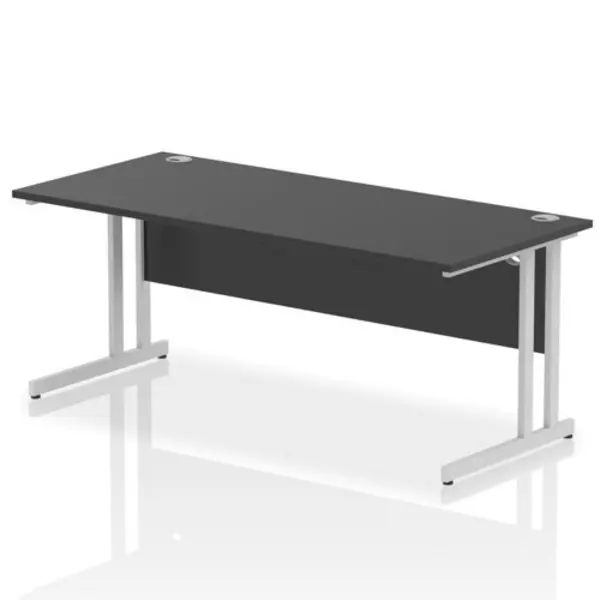 Image of Impulse Impulse 1800 x 800mm Straight Office Desk Black Top Silver Cantilever Leg IRDC18SBLK