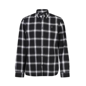 Image of AllSaints Windham Long Sleeve Shirt - JET BLACK/GREY